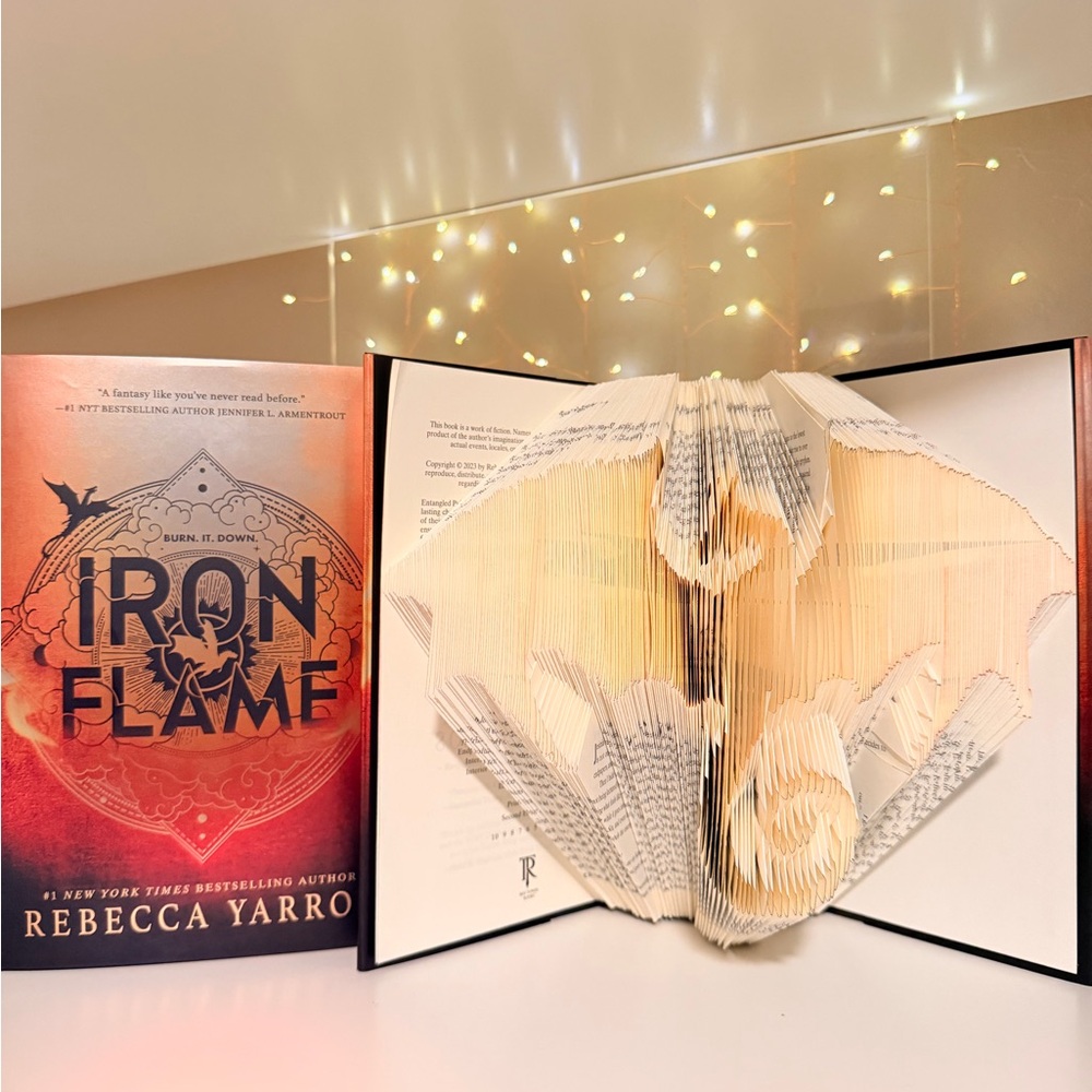 Handcrafted Folded Dragon -72-hrs BlackFriday Sale- Iron Flame by Rebecca Yarros